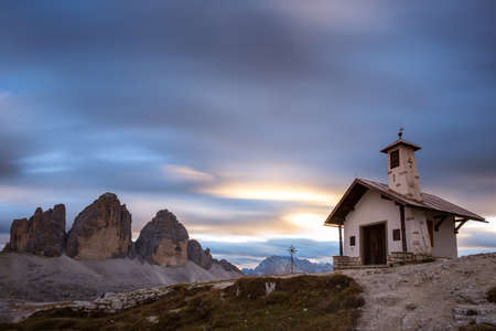 Tre Cime di Lavaredo " Drei Zinnen " in Dolomite Alps - Italy. Europeの写真素材