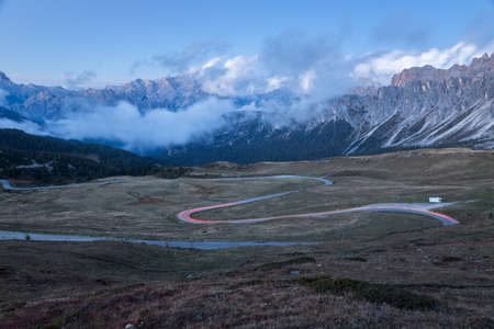 Mountain road in Italy Alps,Passo Giau,  South Tirol, Dolomites, Italyの写真素材
