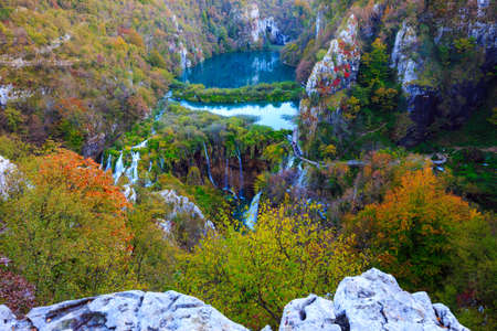 Waterfalls in Plitvice National Park, Croatiaの写真素材
