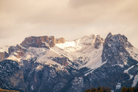 Seiser Alm with Langkofel Group after sunrise, South Tyrol, Italy