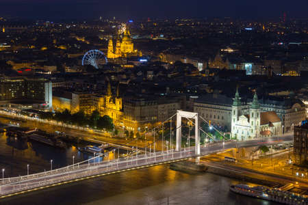 Aerial view of danube river and city view in Budapest, Hungaryの写真素材