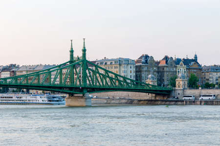 Beautiful view of The Liberty Bridge in Budapest, Hungaryの写真素材
