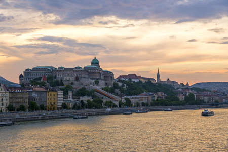 Aerial view of Budapest Castle at Sunset, Hungaryのeditorial素材