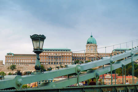 Beautiful view. Chain Bridge (Lanchid) and Royal palace in Budapest, Hungaryの写真素材