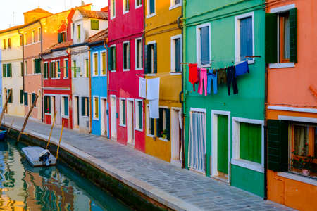 Colorful house in Burano island, Venice, Italy. Europeの写真素材