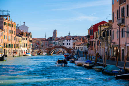 Ancient architecture traditional buildings in Grand Canal, Venice. Italyのeditorial素材