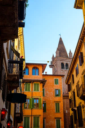 Beautiful old streets of Verona, Veneto region, Italy.のeditorial素材