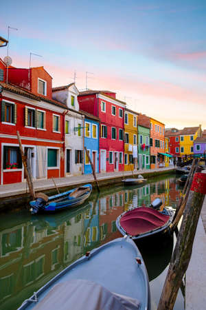 Venice landmark, Colorful Houses in Burano island, Italyの写真素材
