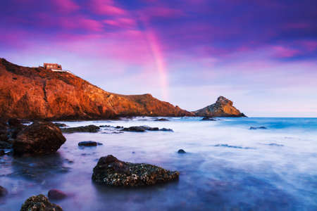 Sunset on the coast of the natural park of Cabo de Gataの写真素材