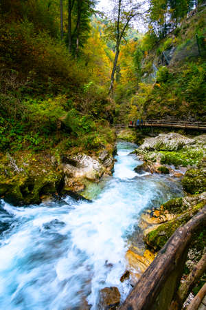 Beautiful famous Vintgar Gorge near Bled, Sloveniaの写真素材