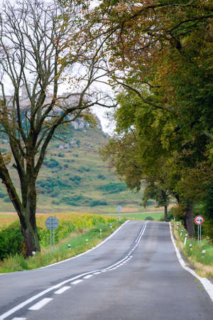Autumn mountain road in a Tatra mountain in Slovakiaの写真素材