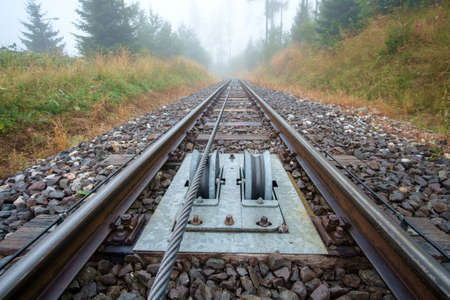 Funicular railway at High Tatras mountains National park in Slovakiaの写真素材
