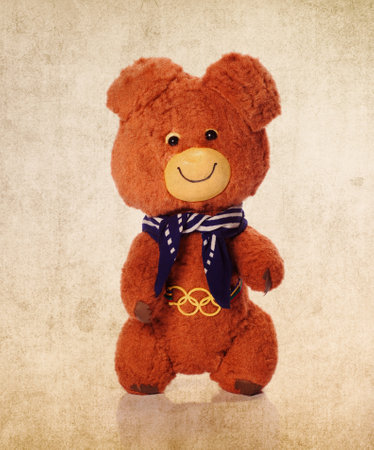 Cute teddy bear on the grunge backgroundの写真素材