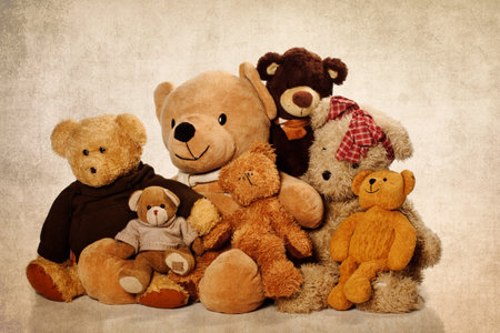 Cute teddy bear on the grunge backgroundの写真素材