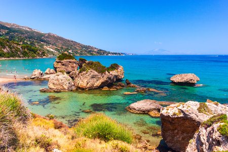 Beautiful sunny view of one of the Zakynthos beaches, Greeceの写真素材