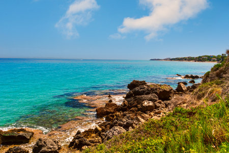 Beautiful sunny view of one of the Zakynthos beaches, Greeceの写真素材