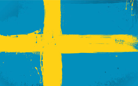 Swedish flag daubed with paint in the style of grungeのイラスト素材