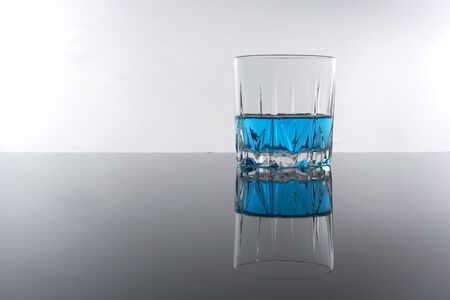 stack with a blue liqueur, alcoholic beverageの写真素材