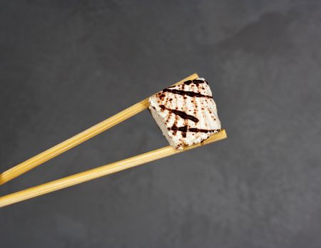 sweet dessert cakes marshmallows covered with chocolateの写真素材