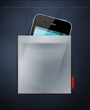 Cell phone in a pocket of jeansのイラスト素材