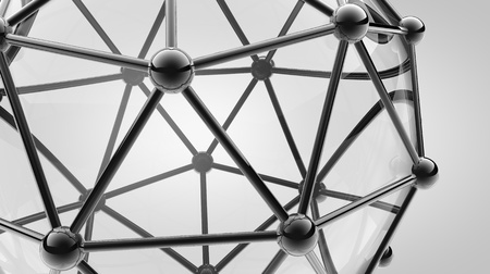 scientific 3D model of the molecule, an atom of metal and glassの写真素材