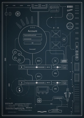blueprint infographics drawing a schematic abstractionのイラスト素材