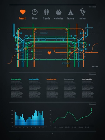 infographics element with a map of the city or metro のイラスト素材