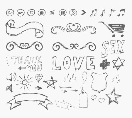 vector set grunge graffiti design elements のイラスト素材