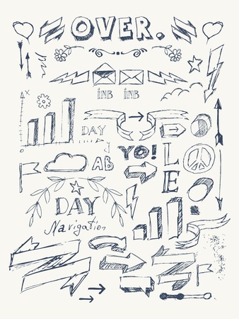 vector set grunge graffiti design elements のイラスト素材