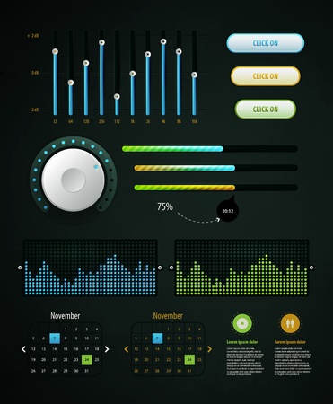 Elements of Infographics with buttons and menus  のイラスト素材