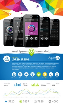 Elements of Infographics with buttons and menus  のイラスト素材