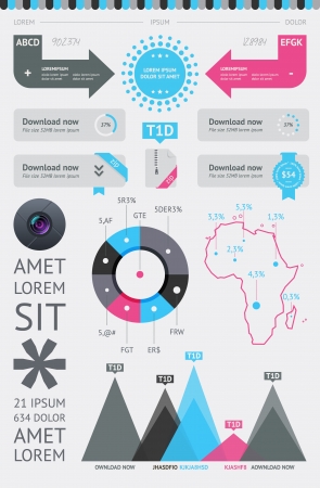 Elements of Infographics with buttons and menus  のイラスト素材