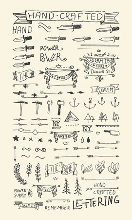 Hand Drawn elements and Banners.  100% shape. のイラスト素材