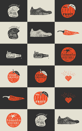 Trendy Retro Vintage Insignias Bundleのイラスト素材