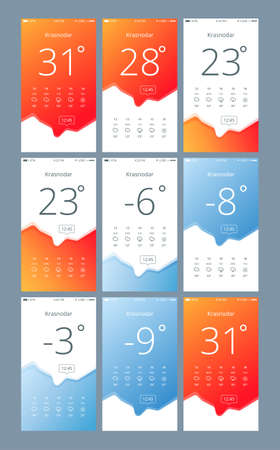 set of phone interface with the weatherのイラスト素材