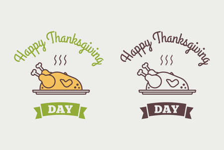 Flat design style Happy Thanksgiving Day badge and icon. Happy Thanksgiving Day template. Happy Thanksgiving banner. Thanksgiving Day card template.のイラスト素材