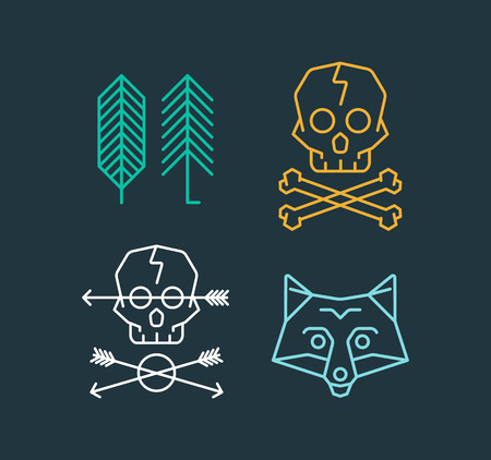 Set of cool templates on background. Retro styled trendy emblems.のイラスト素材