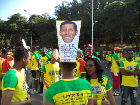 Image of Haile GebreSelassie at the 2016 TOTAL Great Ethiopian Run International 10kのeditorial素材