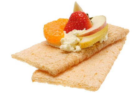 Low caloric open sandwich. Isolated on white backgroundの写真素材