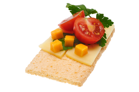 Low caloric open sandwich. Isolated on white backgroundの写真素材