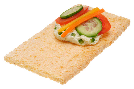 Low caloric open sandwich. Isolated on white backgroundの写真素材