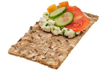 Low caloric open sandwich. Isolated on white backgroundの写真素材