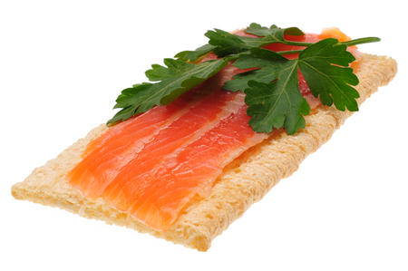 Low caloric open sandwich. Isolated on white backgroundの写真素材