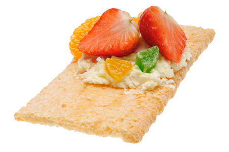 Low caloric open sandwich. Isolated on white backgroundの写真素材