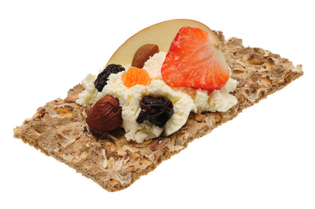 Low caloric open sandwich. Isolated on white backgroundの写真素材