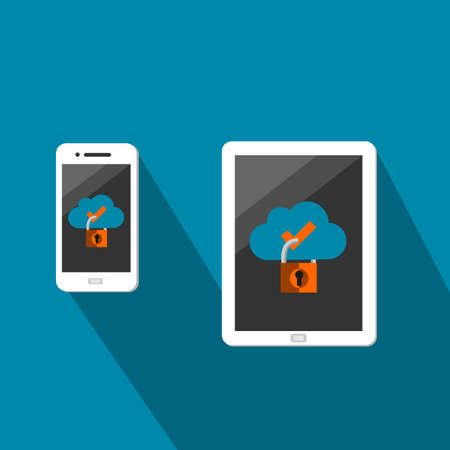Smartphone And Tablet With Secured Cloud Data Sharingのイラスト素材