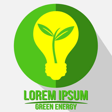Green Bulb Renewable Energy  With Growing Plantのイラスト素材