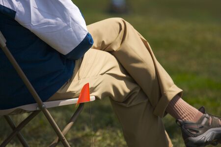  Tournament Volunteer waits with ball flag marker.の写真素材