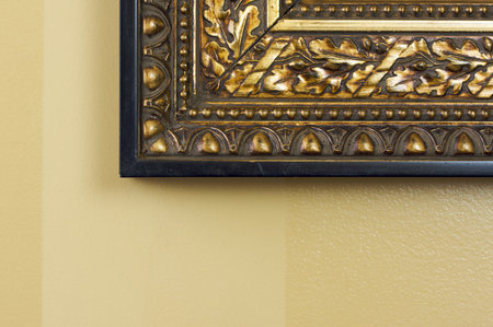 Ornate Picture Frame Abstract on Light Yellow Wallの写真素材