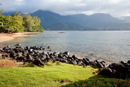 Beautiful Hanalei Bay Late One Summer Afternoon.の写真素材